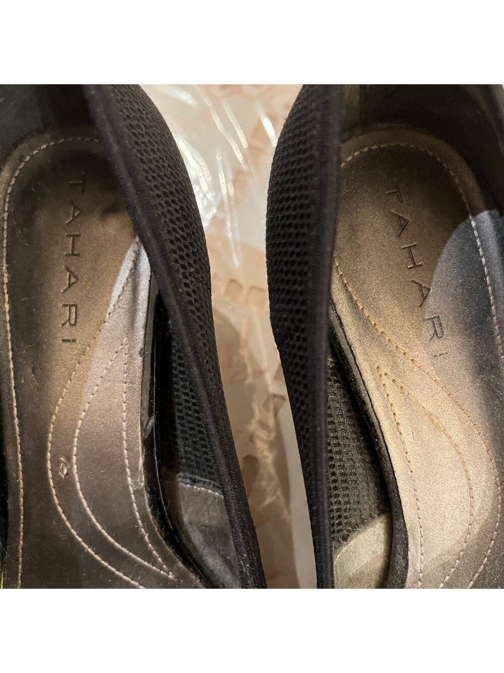Tahari Black/Dark Navy Textured Heels with Buckle - Picture 4 of 5